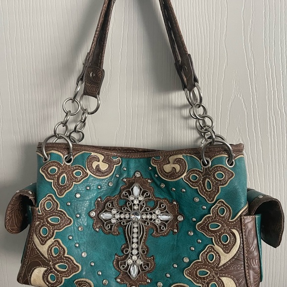unknown Handbags - Western - Cross - Rhinestone - Concealed Carry Handbag